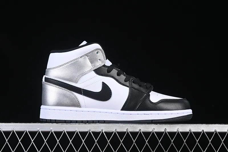 All categories Air Jordan Jordan series basketball shoes Air Jordan 1 Mid Air Jordan 1 Mid AJ1 Joe 1 black and white silver mid-top cultural and casual sneakers DQ8423-103
